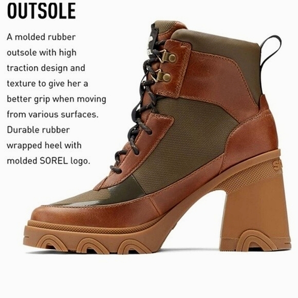 SOREL BREX™ HEEL LACE WATERPROOF LEATHER STANDOUT LUG SOLE CHUNKY BOOTIES - Picture 3 of 16